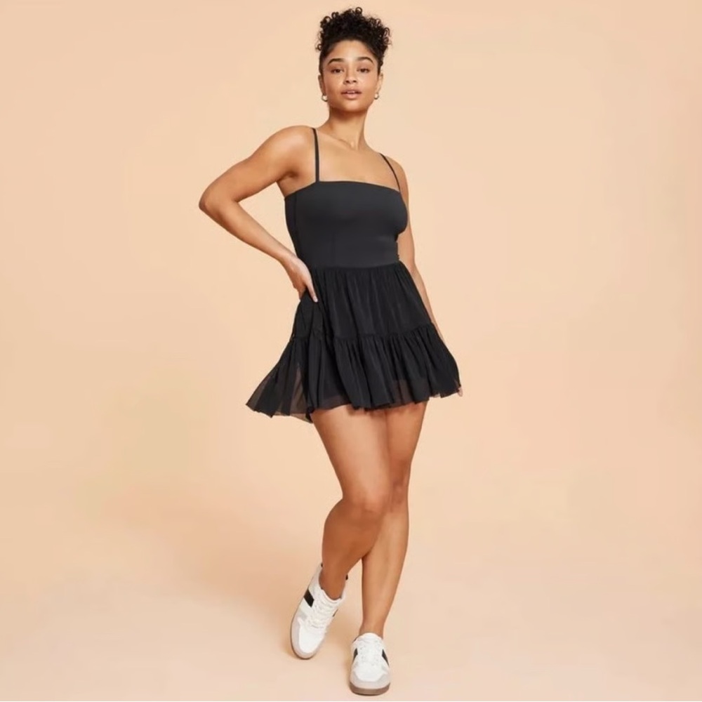 Black Tiered Mini Dress with Spaghetti Straps